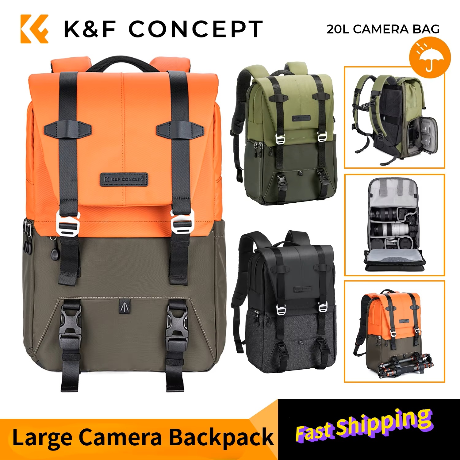 Laptop Backpack 15.6 - حقيبة ظهر للكاميرا من K&F CONCEPT،