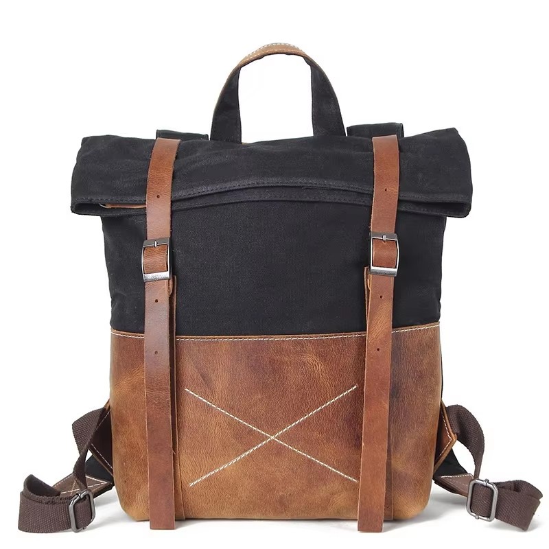 Leather Backpack Vintage - حقيبة ظهر عصرية للرجال من القماش