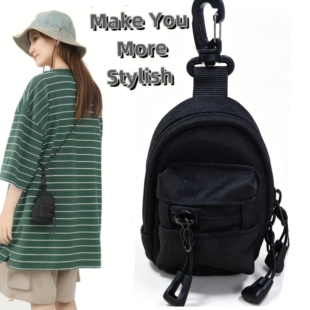 Mini Backpack Purse - حقيبة صغيرة للرجال بمشبك كارابينر، محفظة