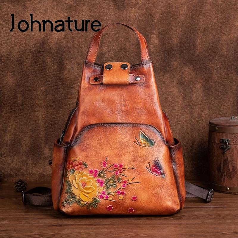 Leather Backpack Vintage - حقيبة ظهر نسائية من الجلد الطبيعي