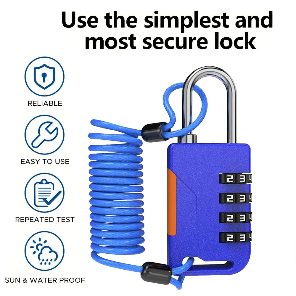 Travel Backpack Anti Theft - قفل مجمع مكون من 4 أرقام