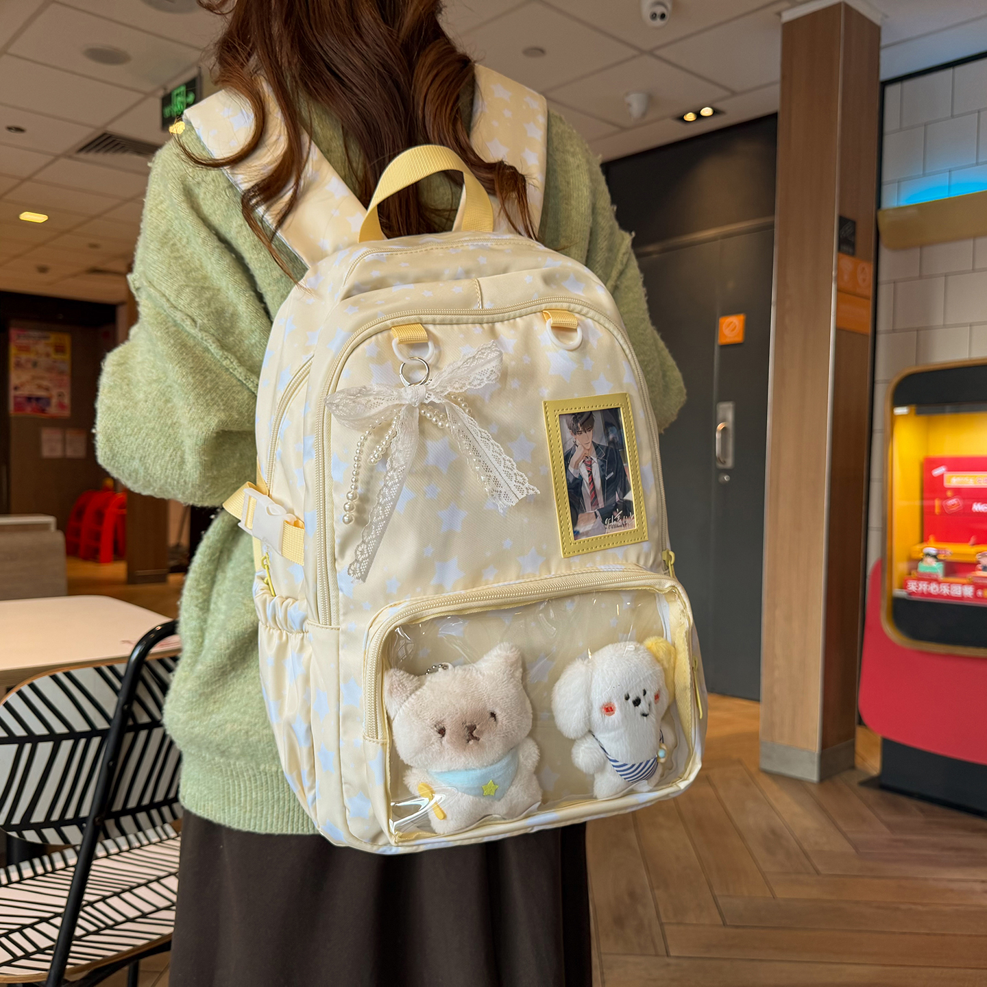 حقيبة ظهر نسائية بطبعة نجوم، ج - مراجعة Canvas Backpack Casual وسعره