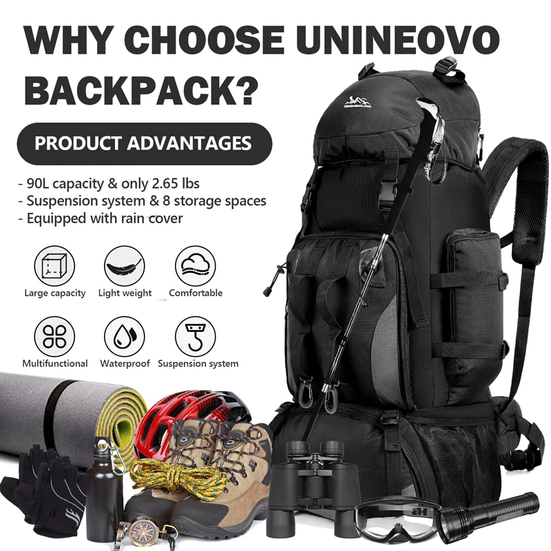 حقيبة ظهر كبيرة للسفر سعة 90 ل - مراجعة Rucksack Military Style وسعره