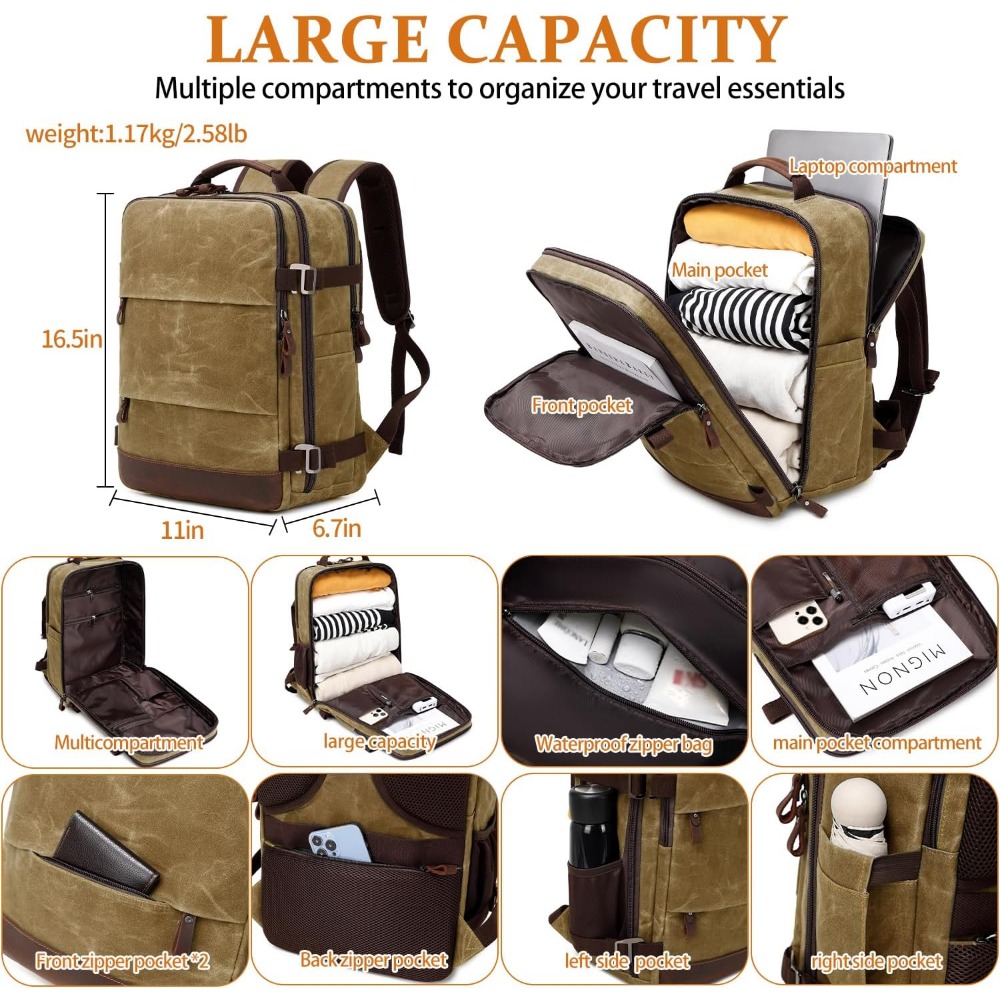 حقيبة ظهر للسفر للرجال - مناسب - مراجعة Canvas Backpack Casual وسعره
