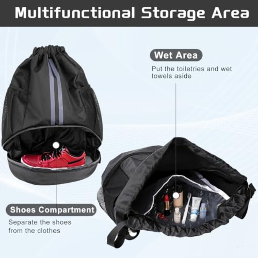 حقيبة ظهر رياضية برباط مع جيب  - مراجعة Drawstring Gym Bag وسعره