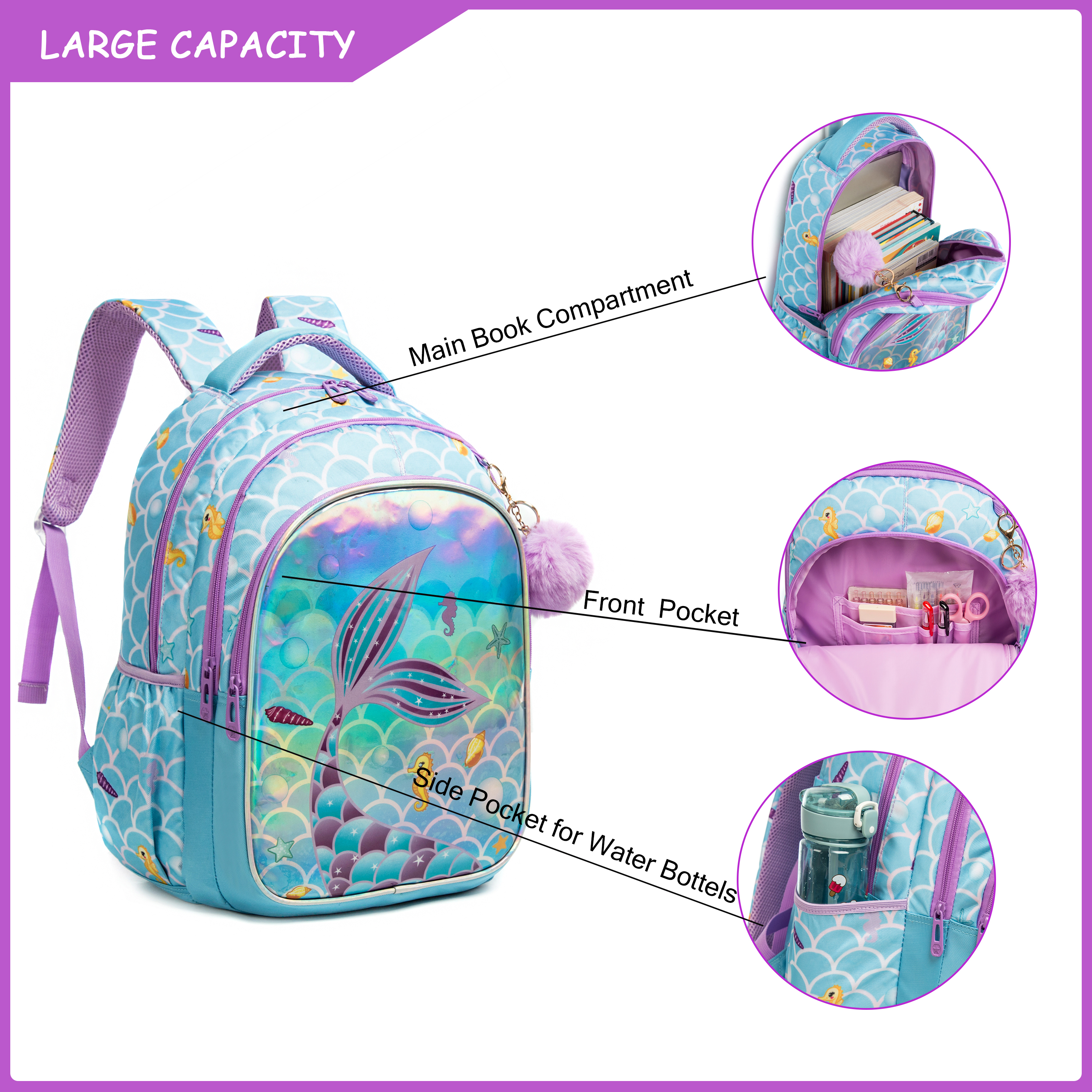 حقائب ظهر حورية البحر باللون ا - مراجعة School Backpack Teen وسعره